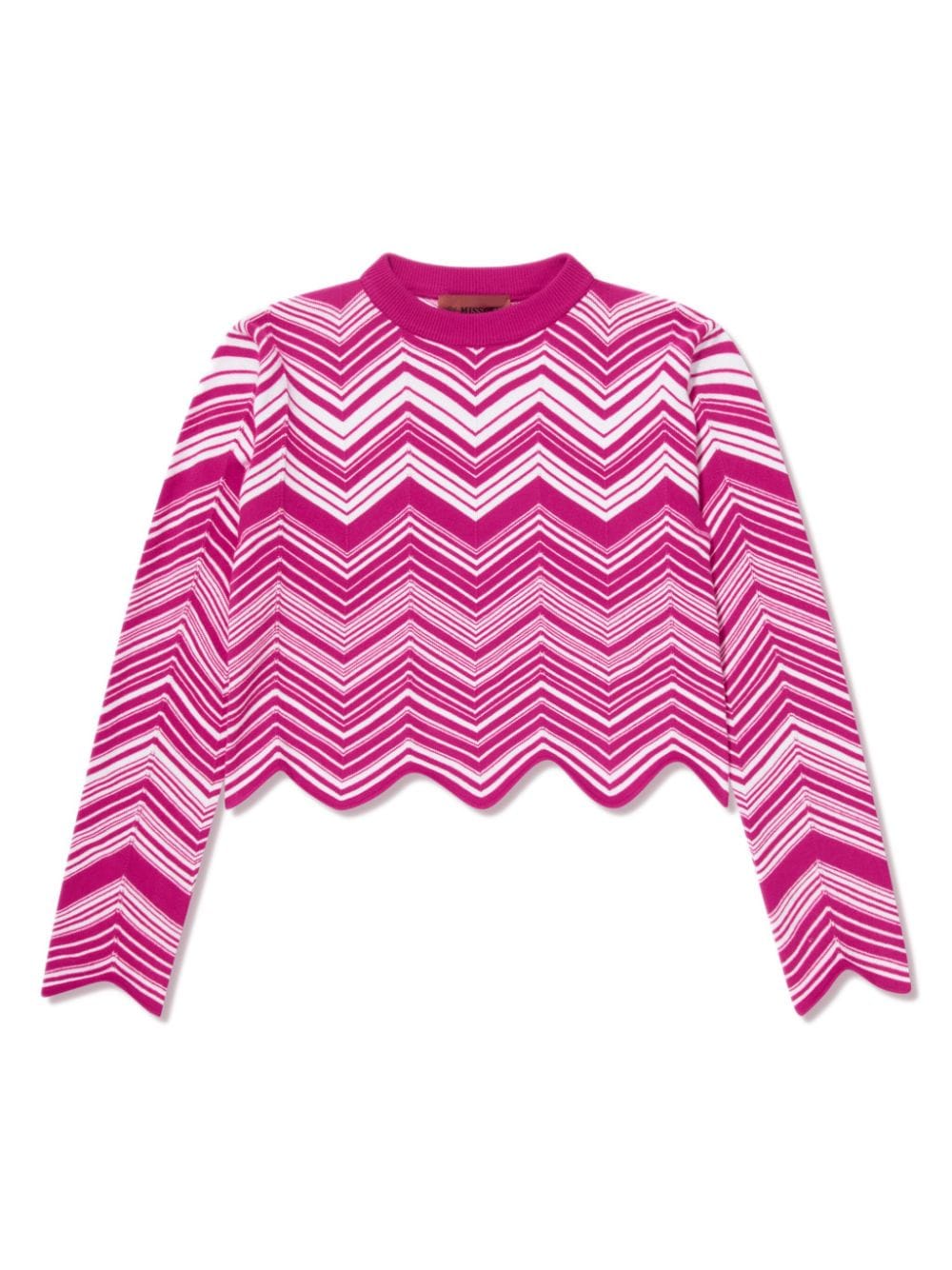 Missoni Kids' Knitted Zigzag Cropped Jumper In Pink