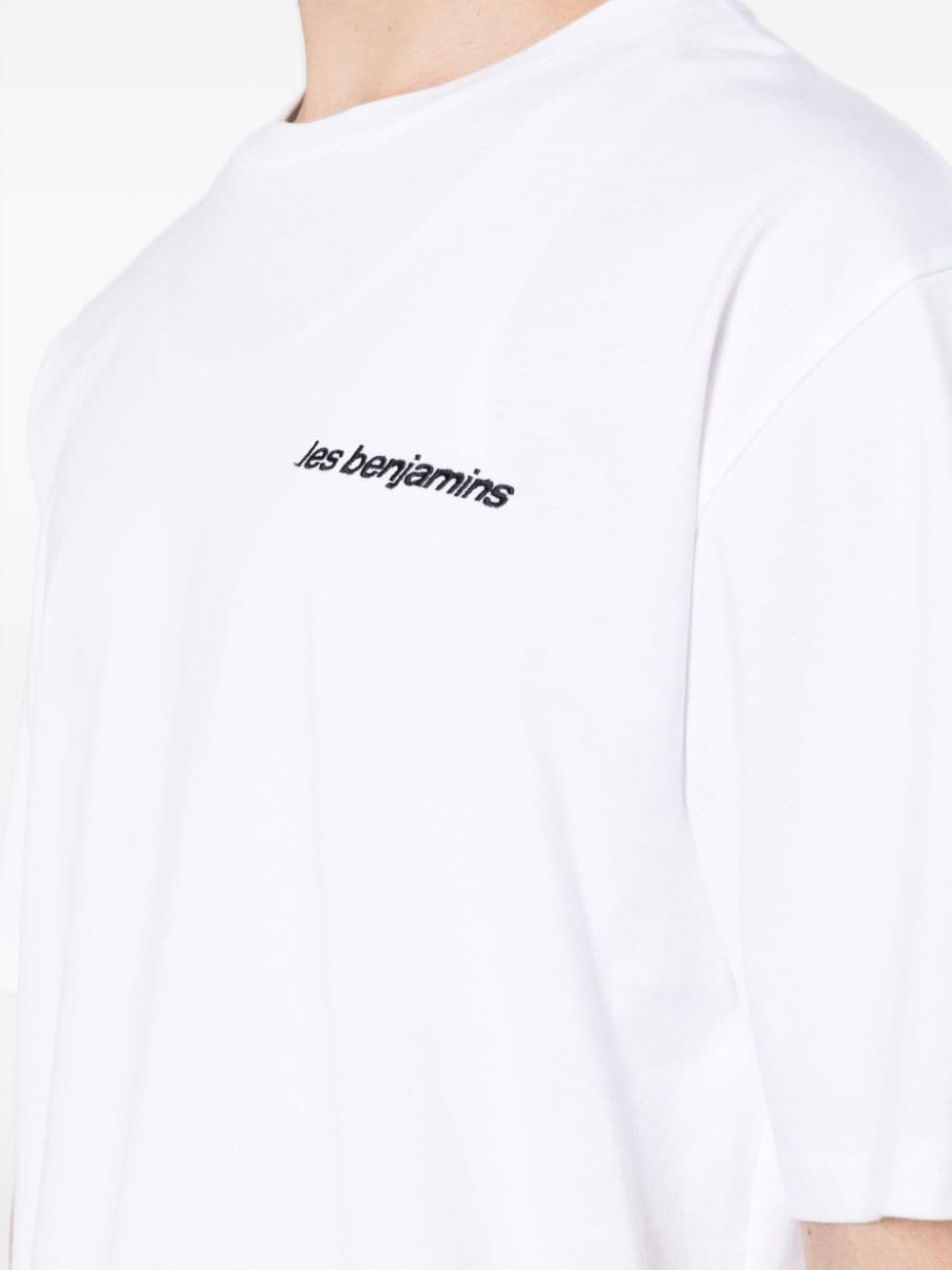 Shop Les Benjamins Logo-embroidered Cotton T-shirt In White