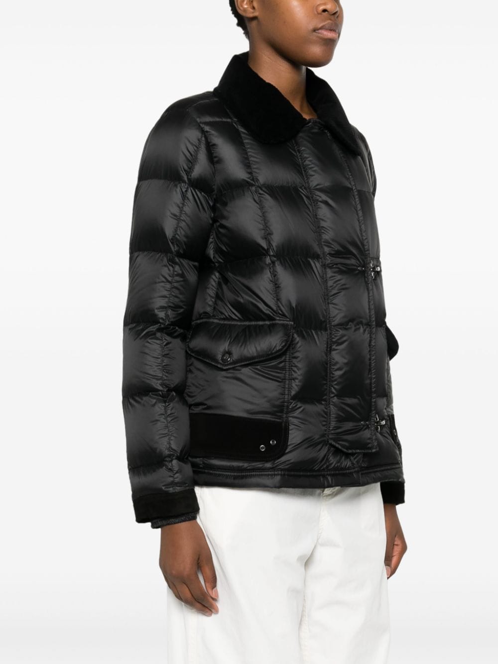 Shop Fay Classic-collar Quilted Down Jacket In Black