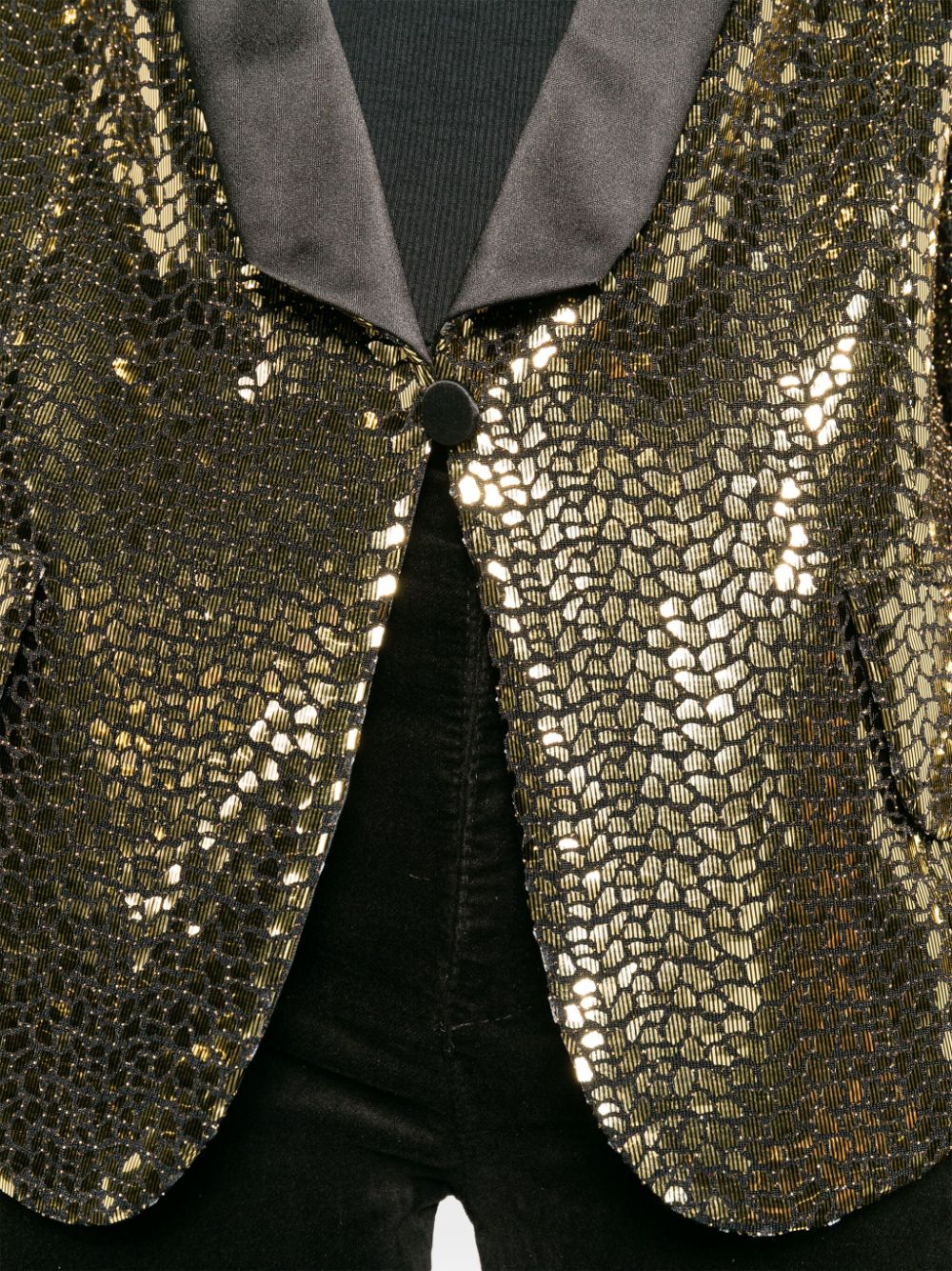 Shop Forte Forte Abstract-pattern Metallic-effect Blazer In Gold
