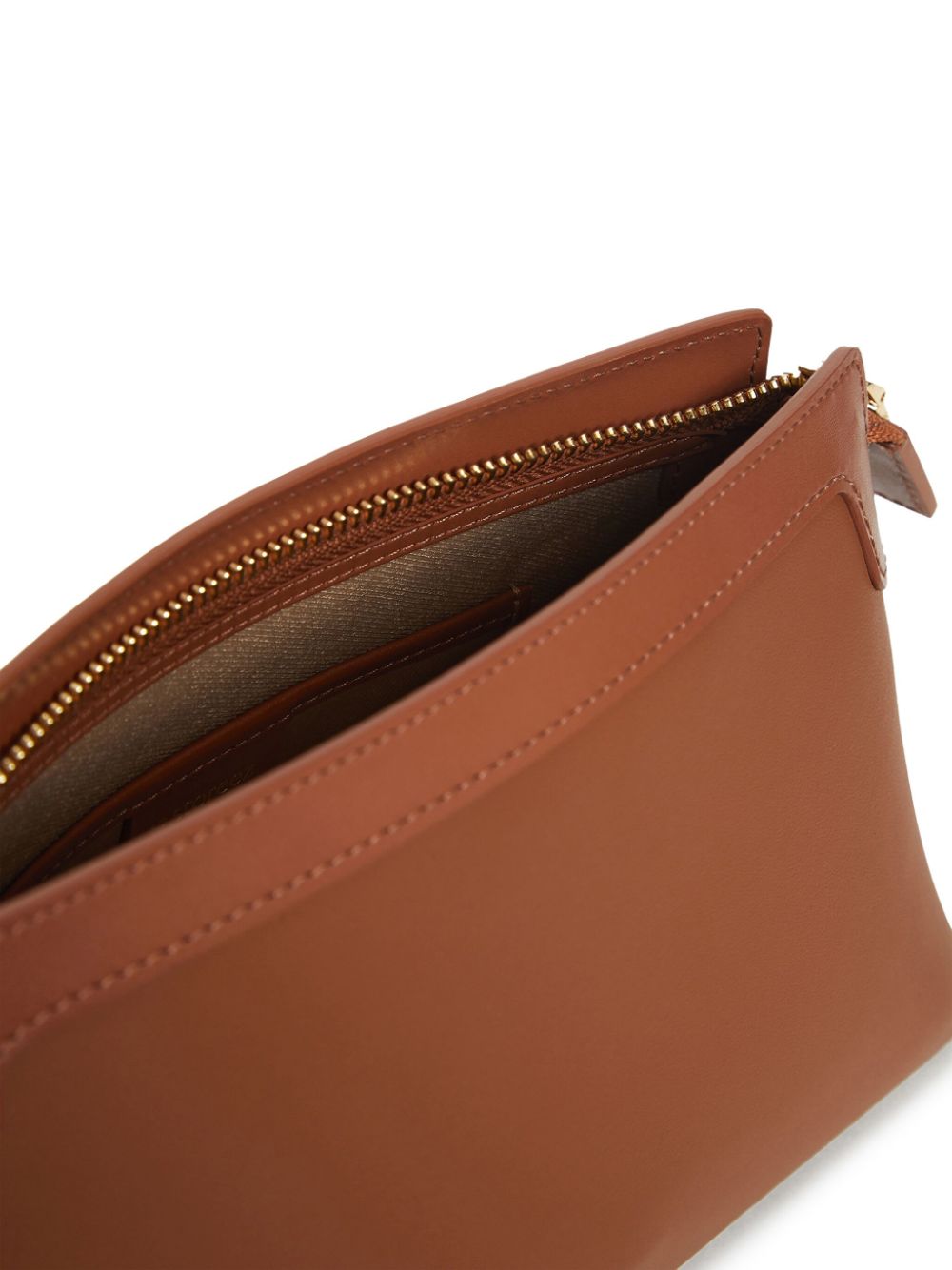 Shop 12 Storeez Zip-up Leather Make-up Bag In Brown