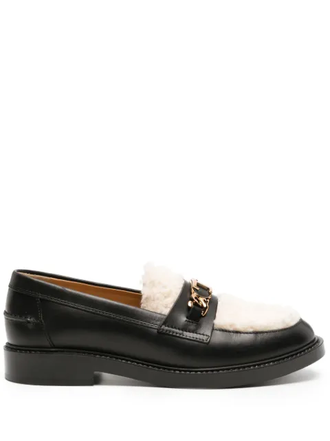 Tod's logo-chain shearling-panel loafers