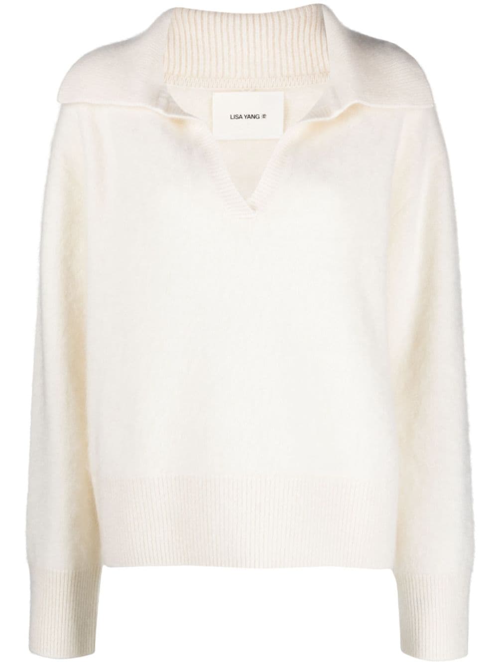 Lisa Yang Split-neck Cashmere Jumper In White
