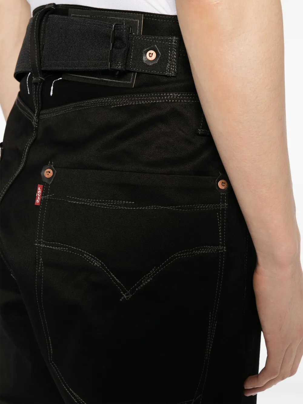 Shop Junya Watanabe X Levi's Decorative-stitching Mid-rise Drop-crotch Jeans In Black