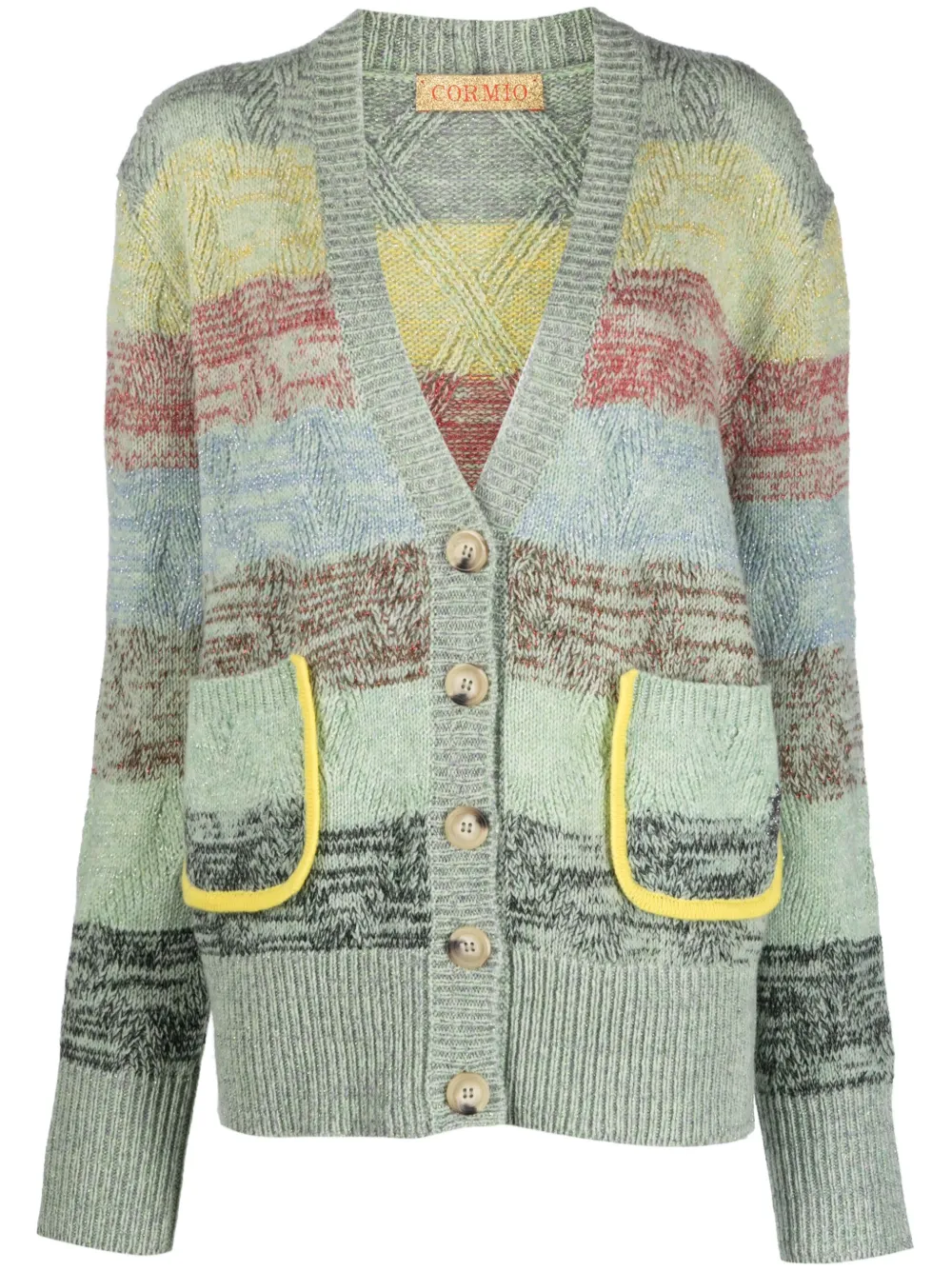 Cormio V-neck Oversize Knitwear Front Pockets In Green