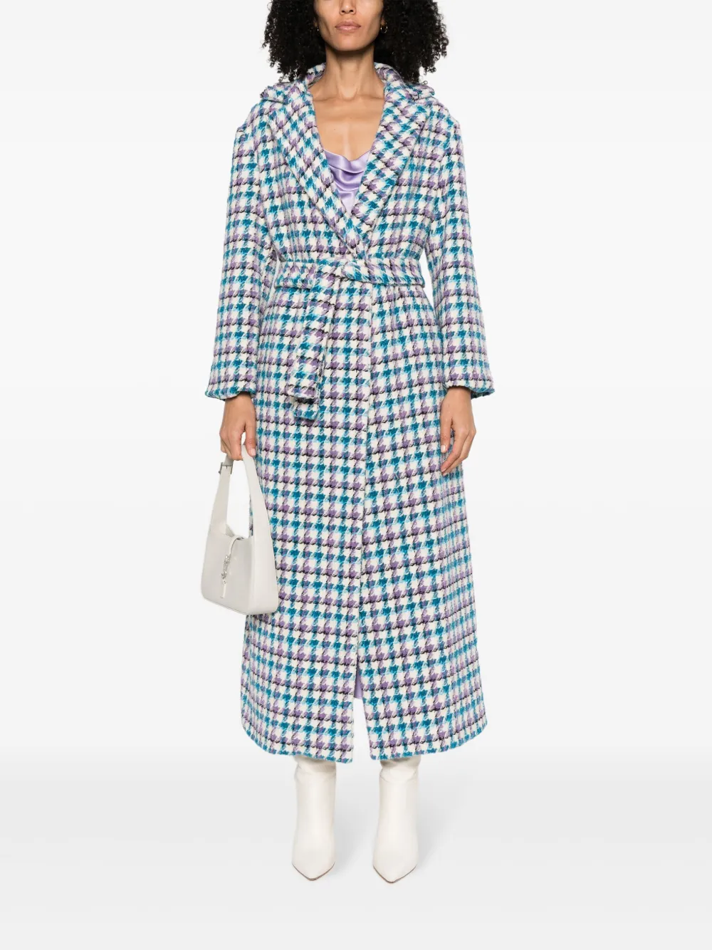 Amen Jas met pied-de-poule print - Blauw