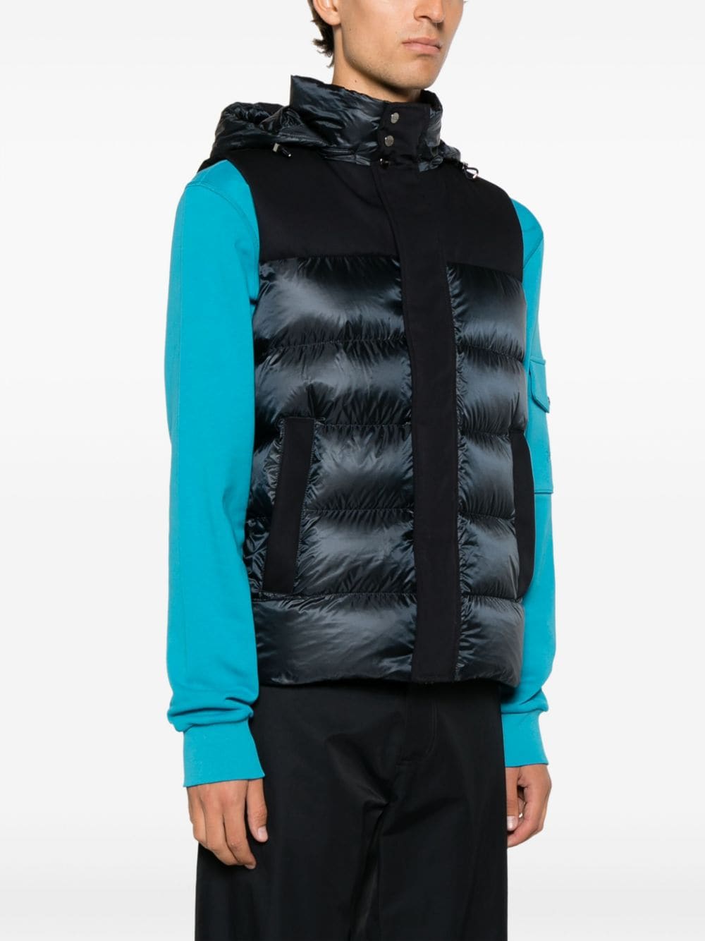 Shop Herno Quilted Hooded Gilet In Blue