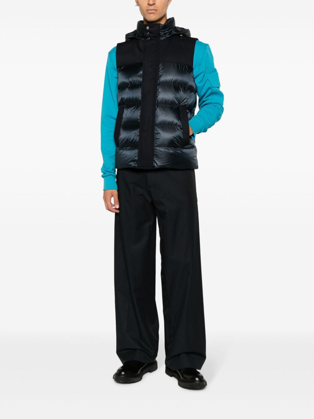 Shop Herno Quilted Hooded Gilet In Blue