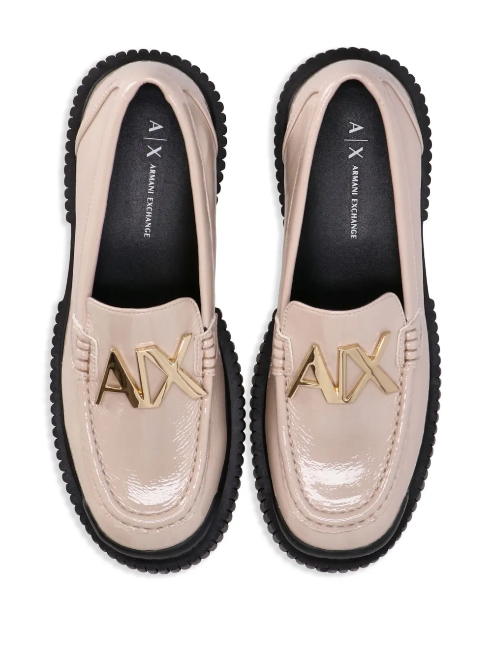 Armani Exchange Loafers met logoplakkaat Beige Schoenen.nl