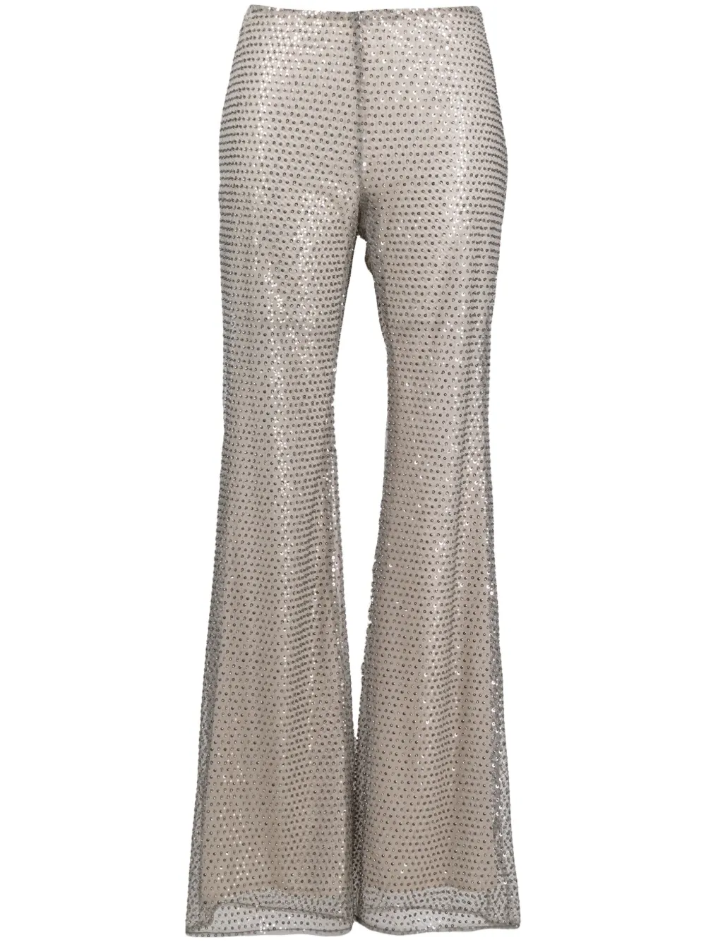 Semicouture Mid-rise Sequin Flared Trousers In Nude