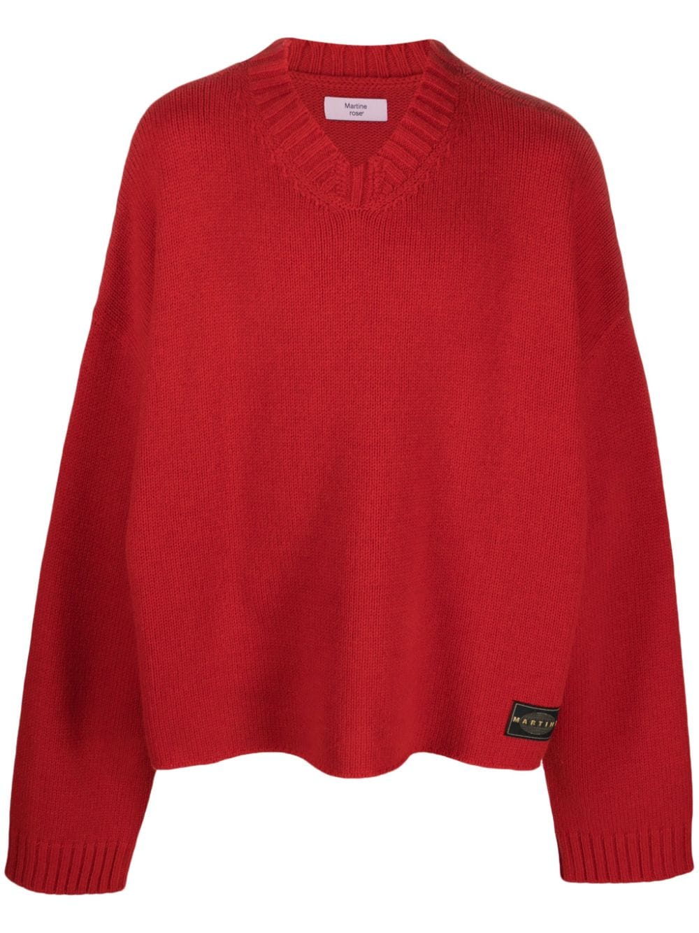 Martine Rose Logo-patch Knitted Jumper In Red