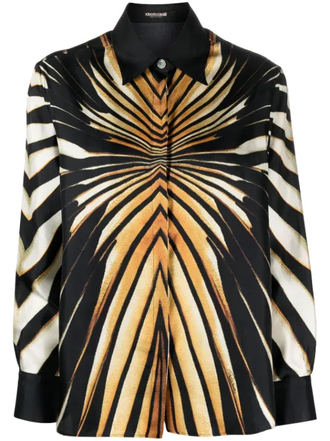 Roberto Cavalli camisa de seda con estampado abstracto 