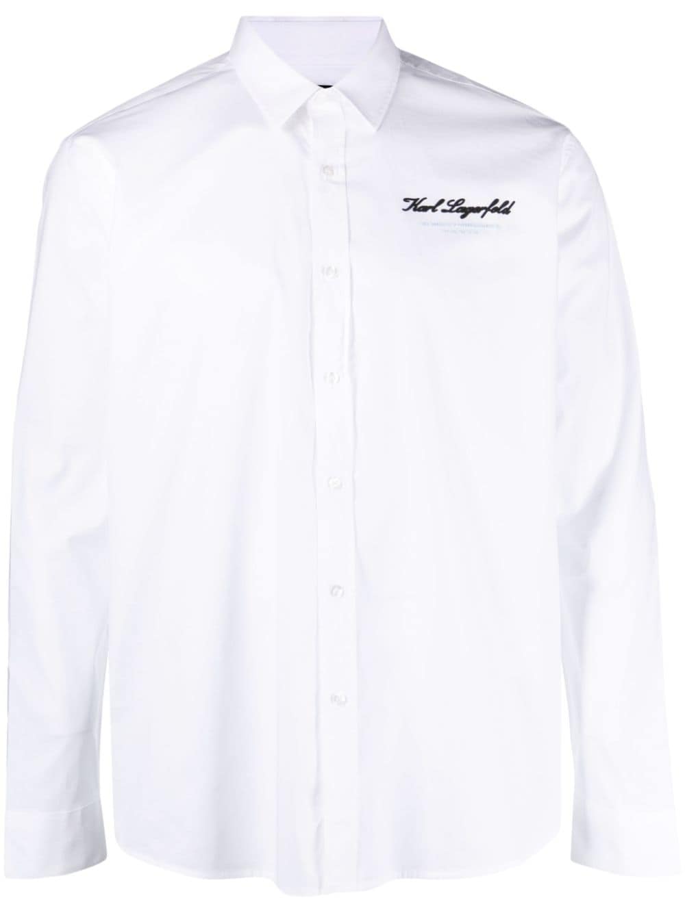 Karl Lagerfeld Embossed Logo Poplin Shirt In White