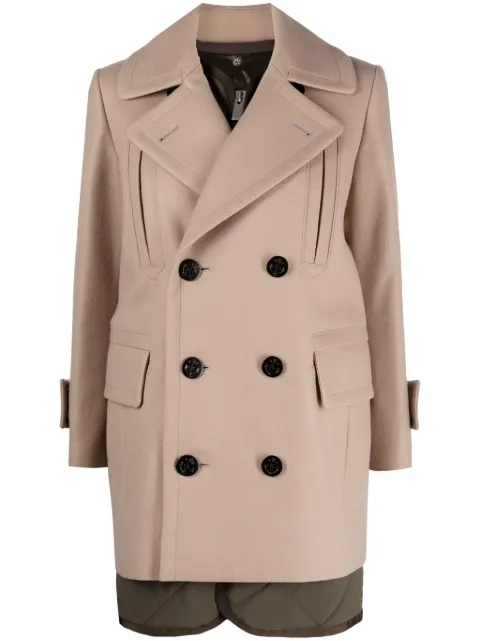 sacai Melton layered wool coat