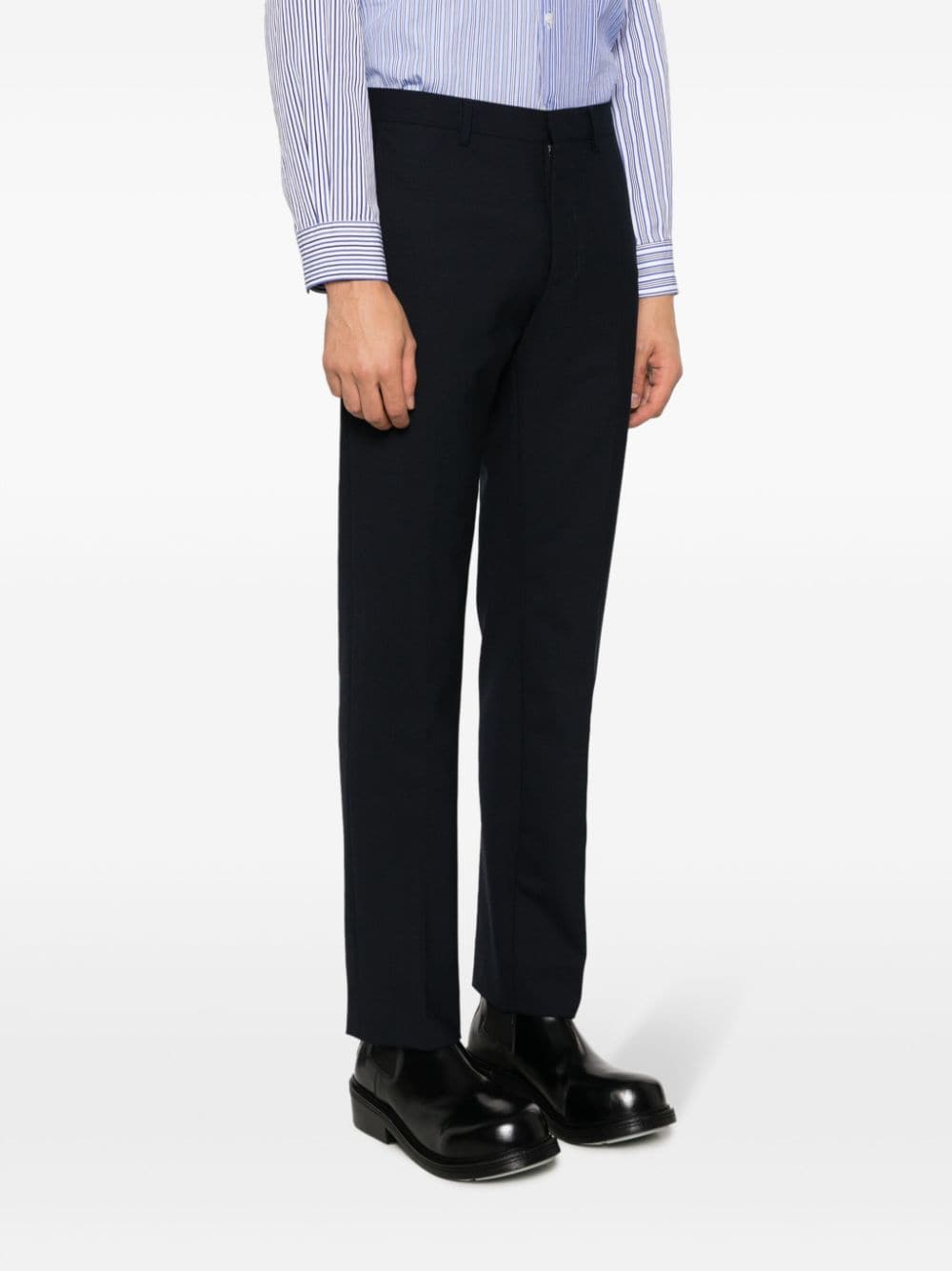 Shop Modes Garments Tailored Mid-rise Trousers In Blue