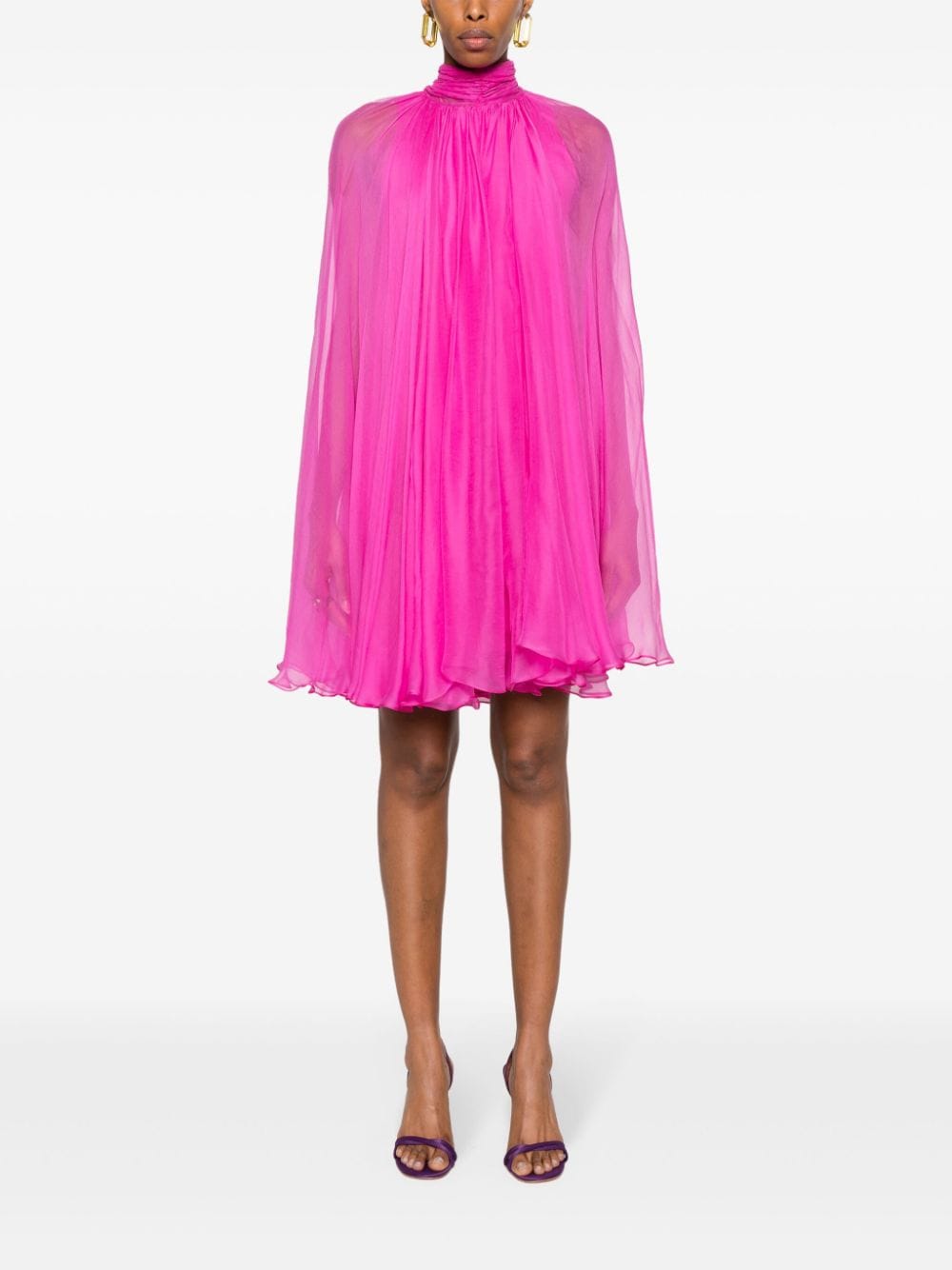 MANURI Semi-doorzichtige mini-jurk Roze