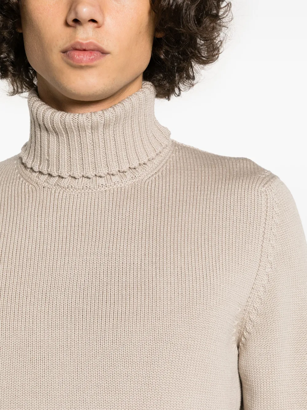 Drumohr Roll-neck Merino Wool Jumper In Neutrals