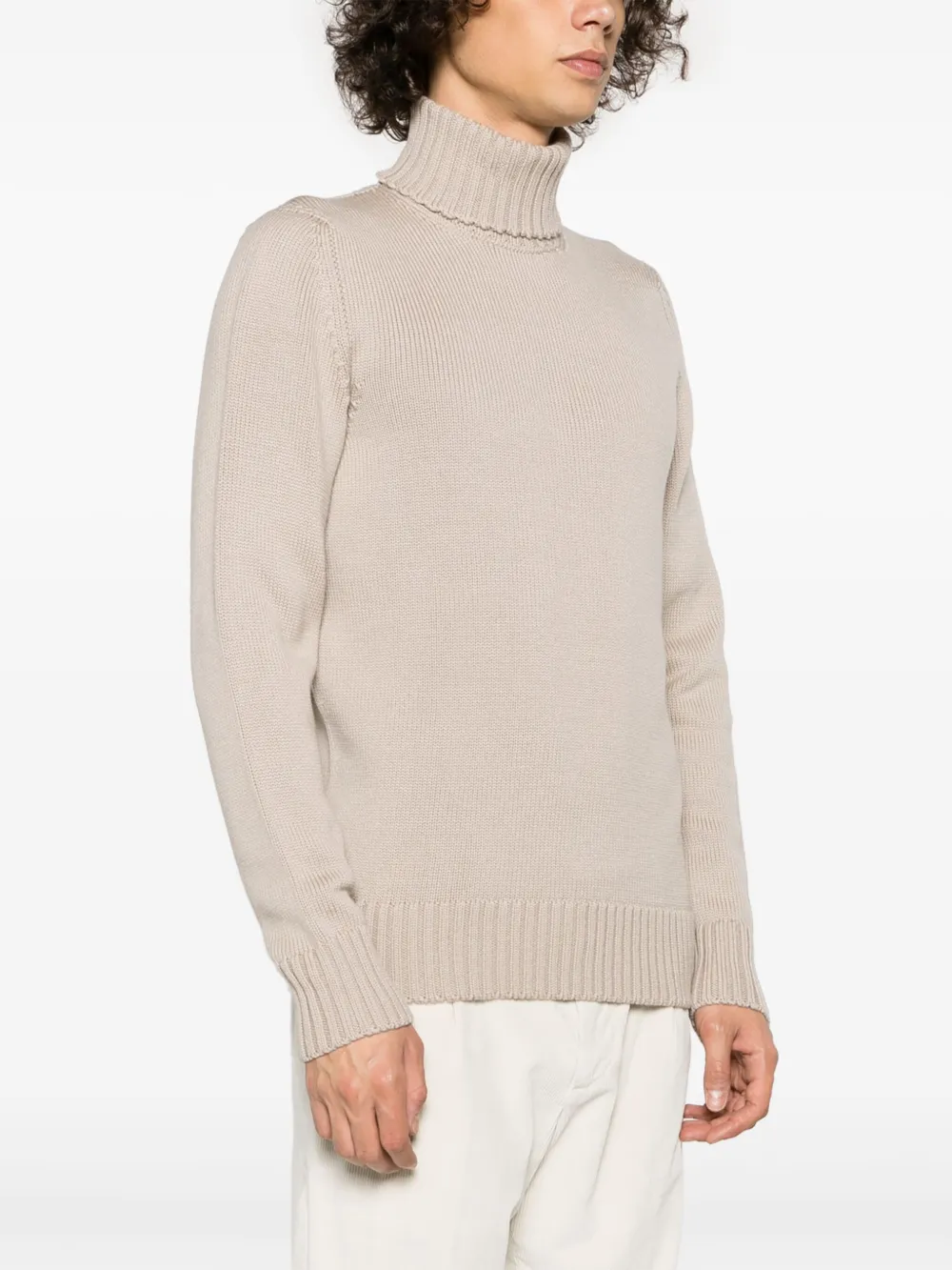 Drumohr Roll-neck Merino Wool Jumper In Neutrals