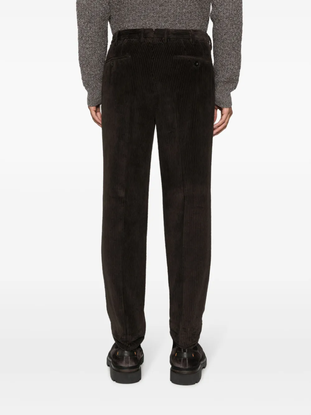 Incotex Ribfluwelen chino Bruin