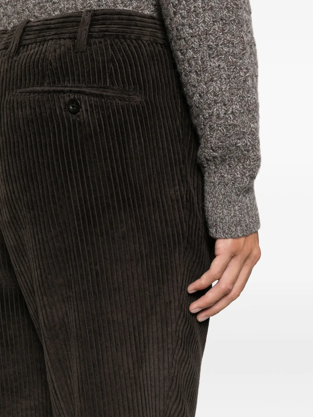 Incotex Ribfluwelen chino Bruin