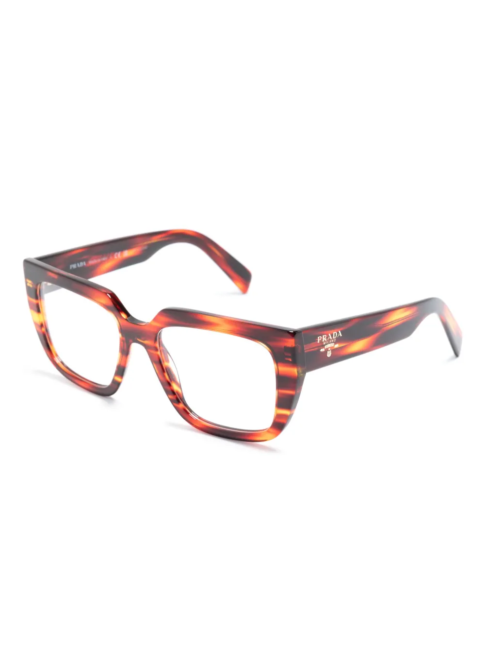 Shop Prada Graphic-print Square-shape Glasses In Brown