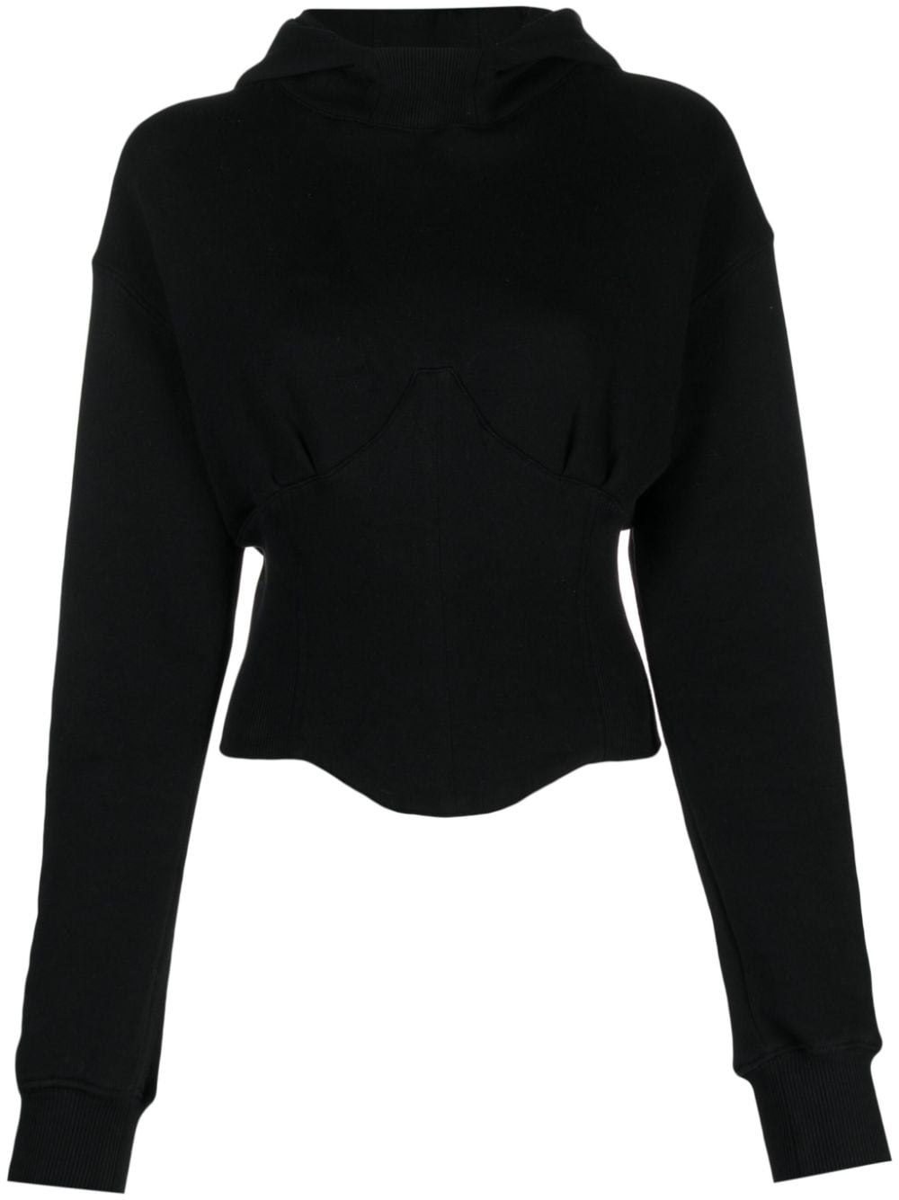 Chiara Ferragni Corset-style Hooded Cotton Top In Black