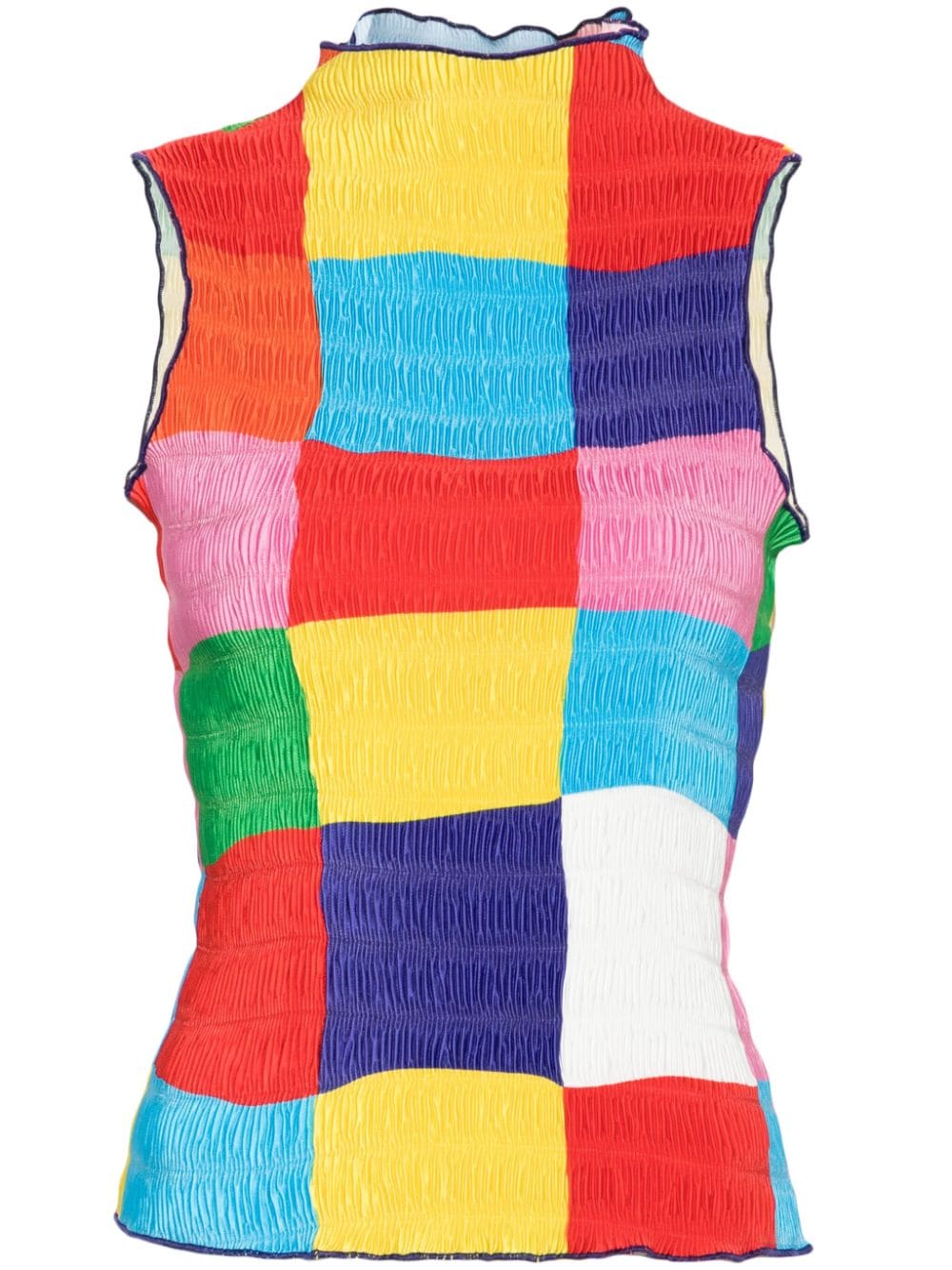 Sunnei Drama Frise Colour-block Tank Top In Blue