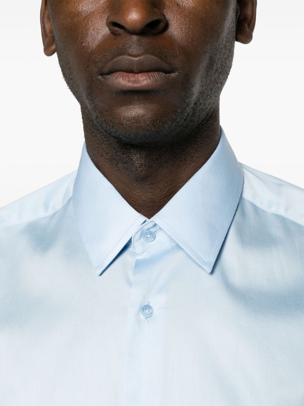 Shop Karl Lagerfeld Classic Collar Poplin Shirt In Blue