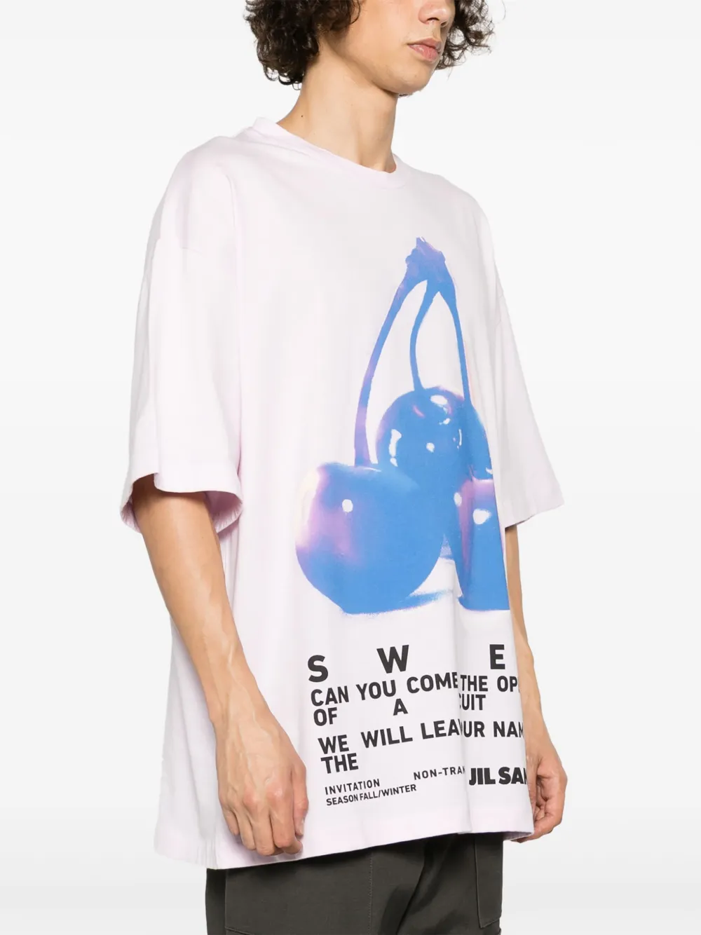 Shop Jil Sander Slogan-print Cotton T-shirt In Pink