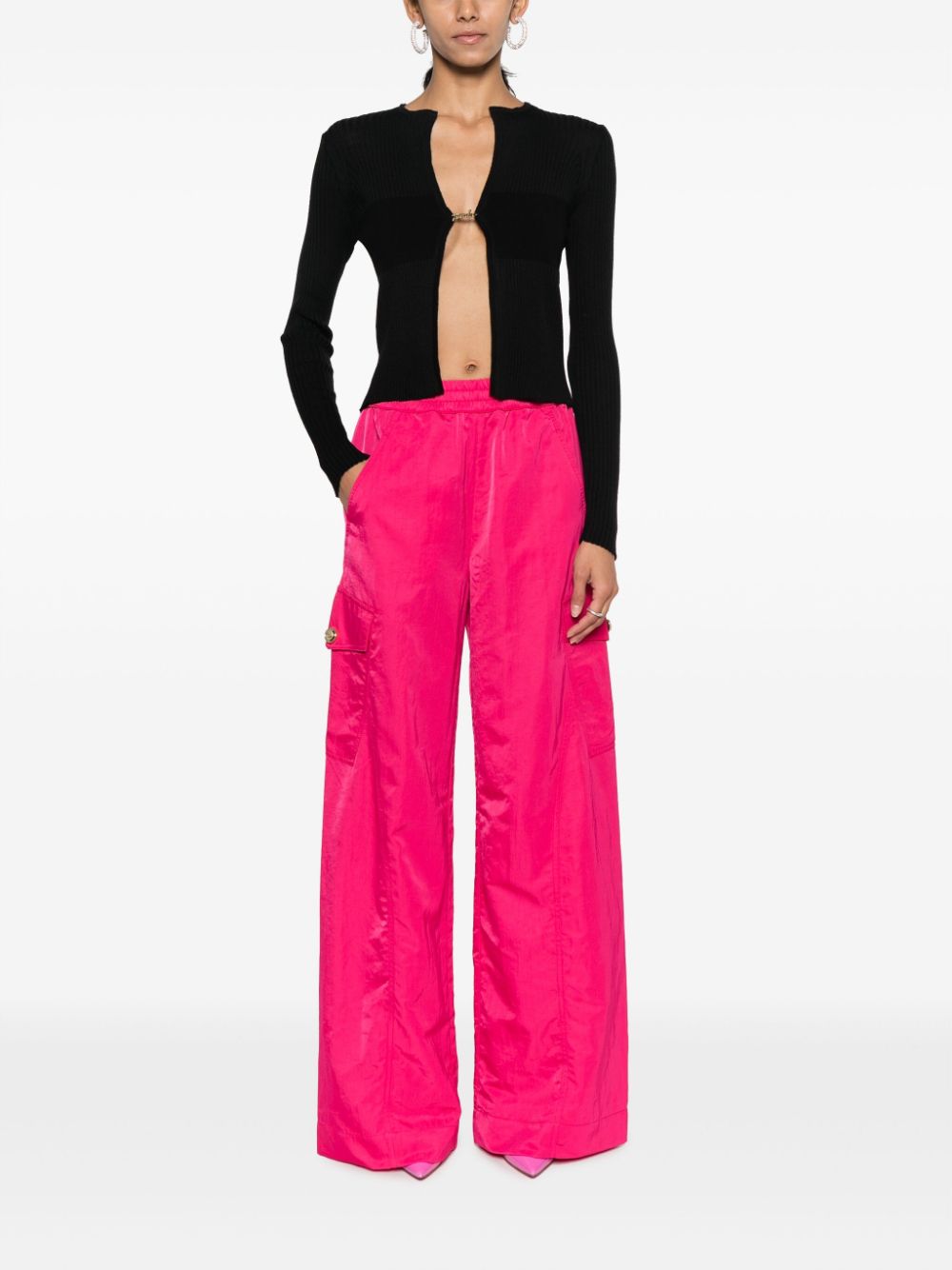 Shop Pinko Wide-leg Cargo Trousers In Pink