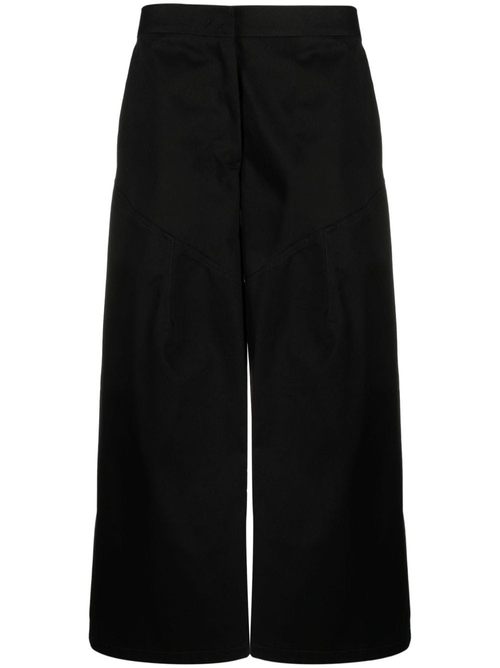 Jil Sander Wide-leg Cotton Trousers In Black