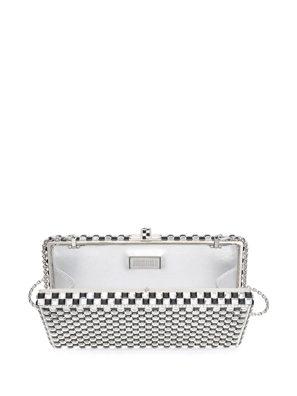 Judith Leiber Check-pattern Crystal Clutch Bag In Black