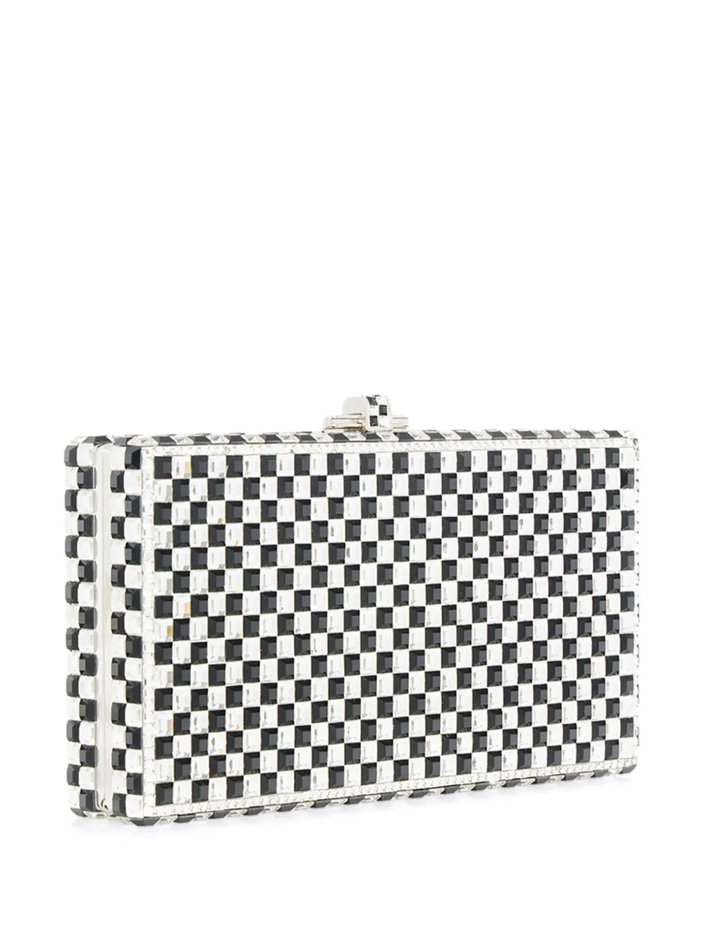 Judith Leiber Check-pattern Crystal Clutch Bag In Black