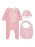 Kenzo Kids Elephant-embroidered babygrow set - Pink