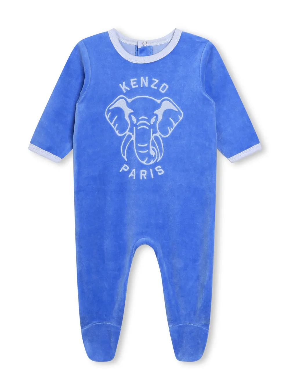 Shop Kenzo Embroidered Velvet Babygrow Set In Blue