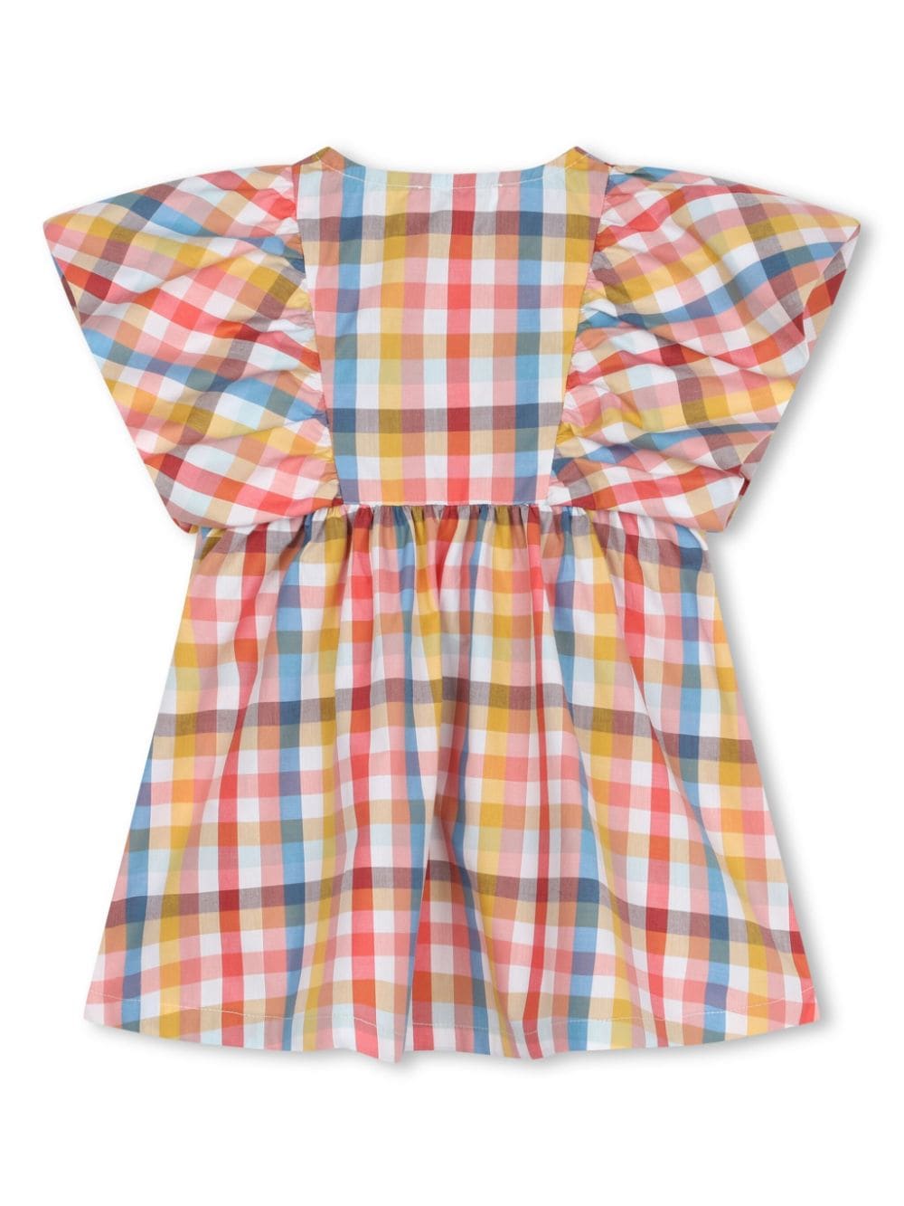 Shop Kenzo Check-pattern Cotton Dress In Yellow
