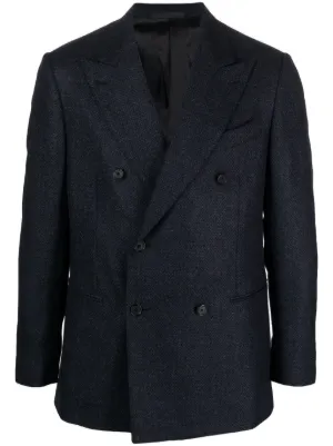 Caruso Textured wool blend double breasted Blazer Farfetch