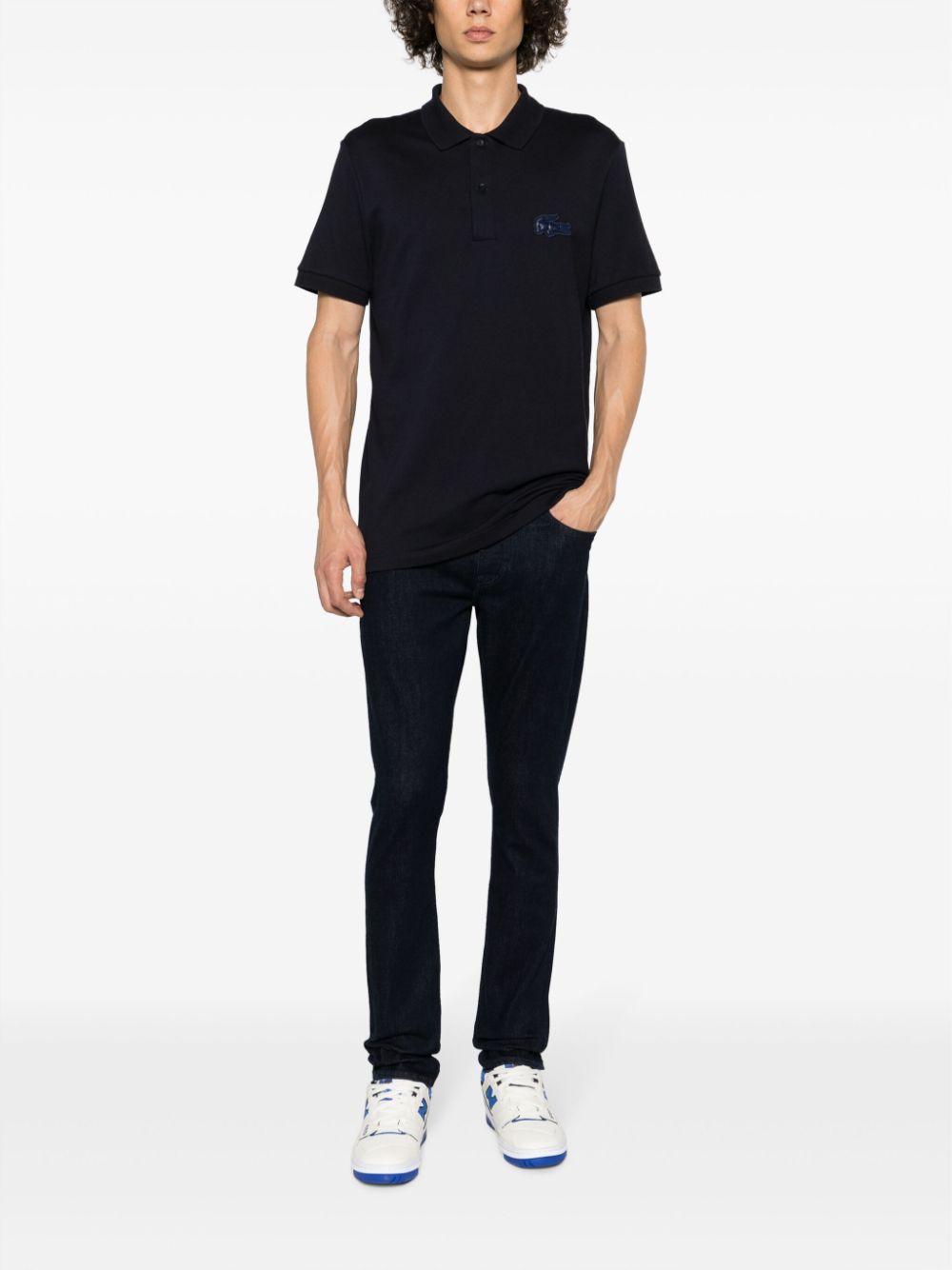 Lacoste logo-patch cotton polo shirt - Blauw