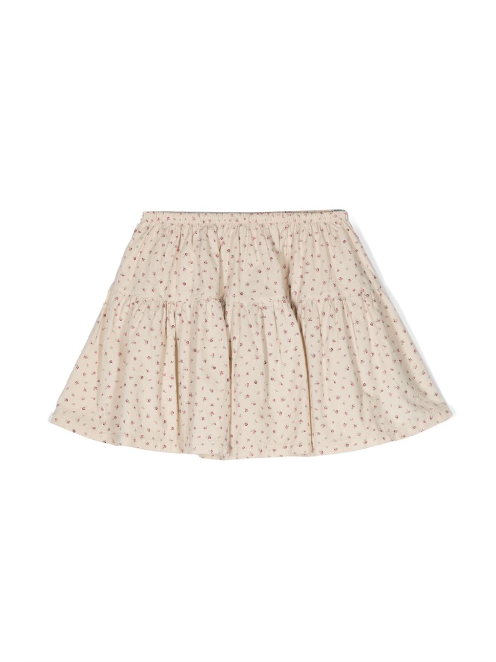 Tocoto Vintage Kids' Floral-print Cotton Miniskirt In Neutrals