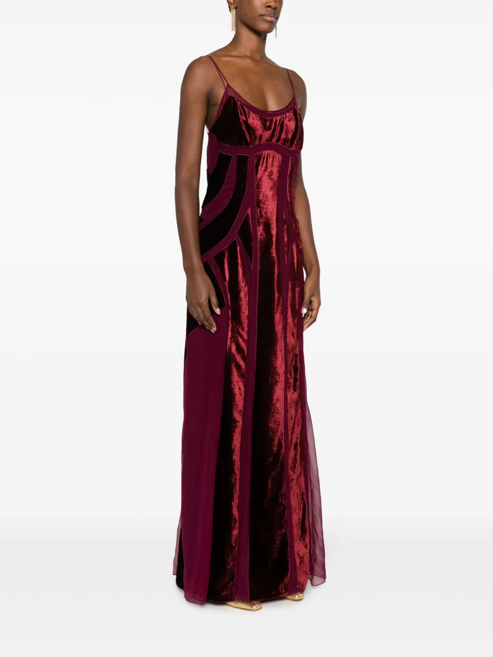 Alberta Ferretti Flared maxi-jurk met vlakken Paars
