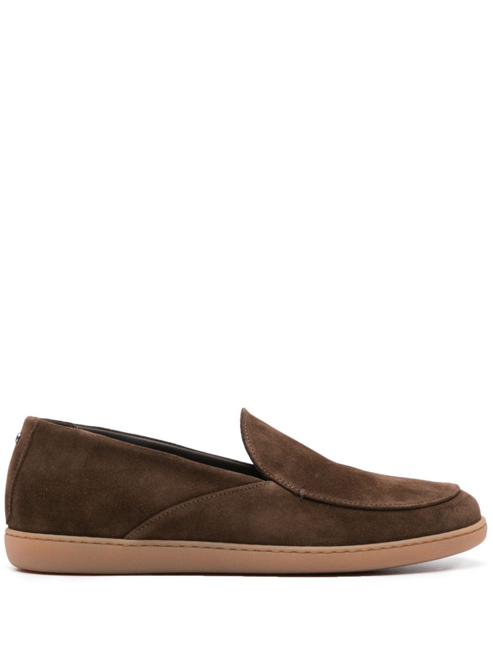 Canali Slip-on Suede Loafers In Brown