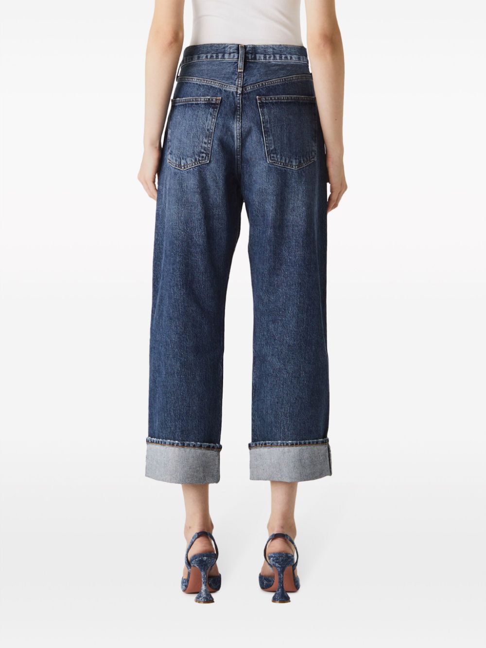 Shop Agolde Fran High-rise Cropped Jeans In Blue