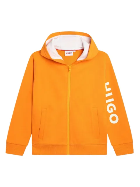 HUGO KIDS hoodie con cierre y logo estampado