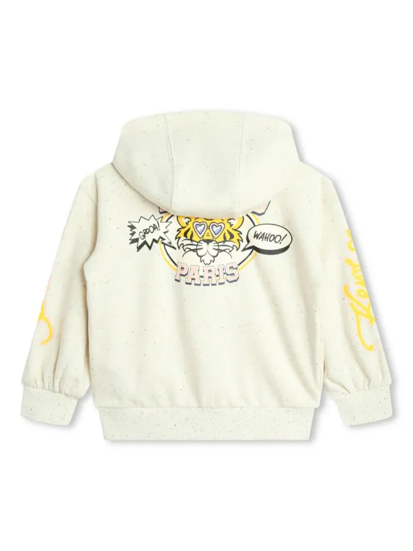 Kenzo Kids Tiger Head-logo zipped-up Cardigan Neutrals FARFETCH PH