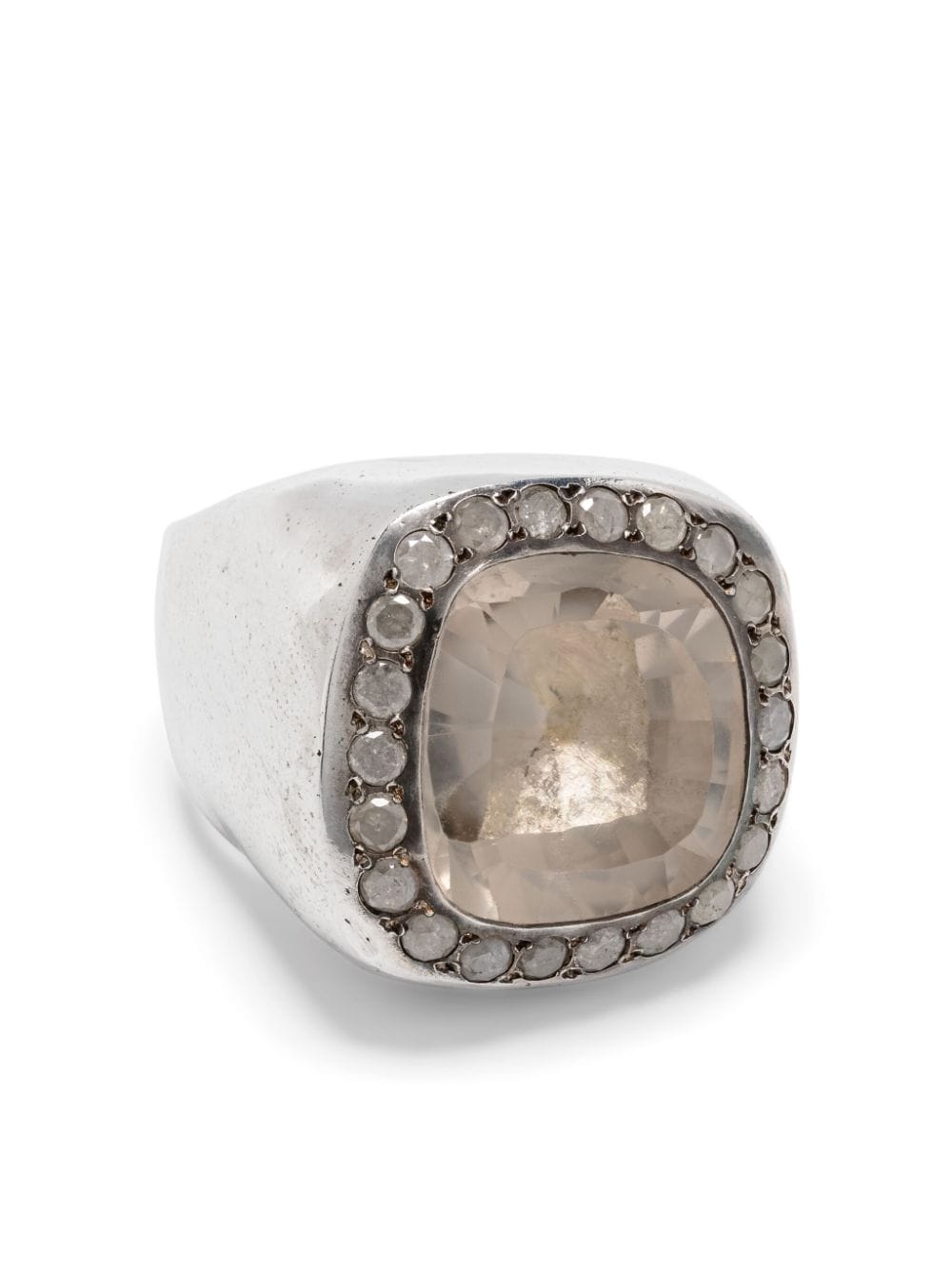 Rosa Maria Grey Diamond Signet Ring In Silver