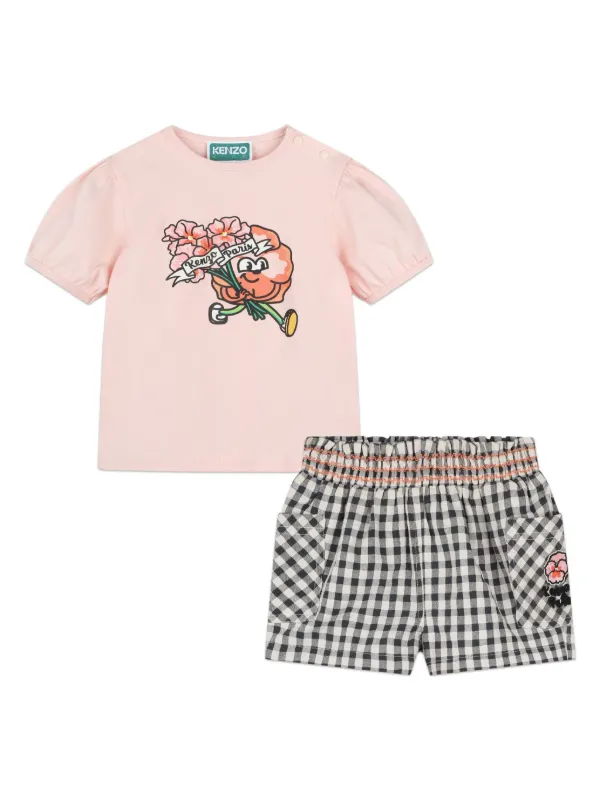 Kenzo Kids logo print Organic cotton blend Short Set Farfetch