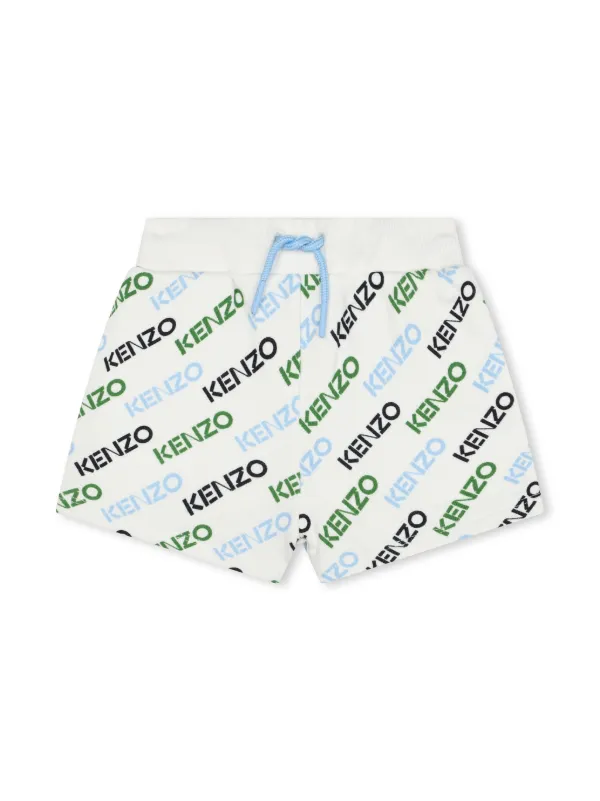 Kenzo Kids logo print Cotton Track Shorts Farfetch