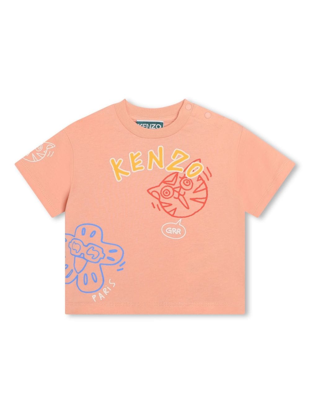 Kenzo Babies' Logo印花棉t恤 In Neutrals