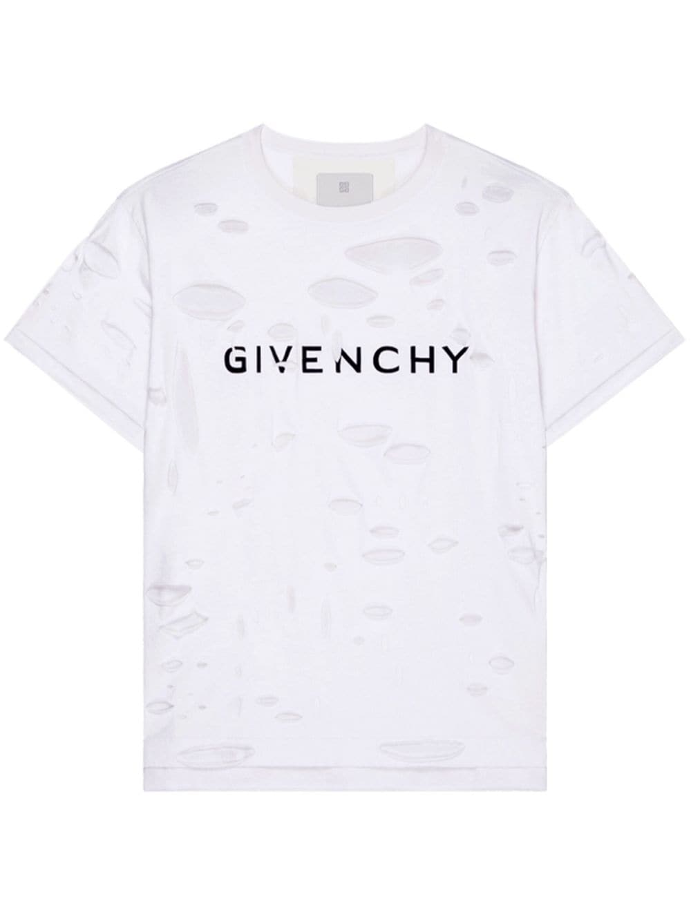 Givenchy Ripped Layered Cotton T-shirt In White