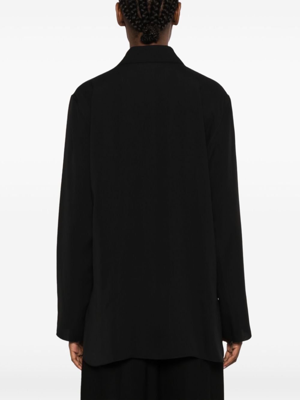 Shop The Row Keyhole-detail Silk Blouse In Black